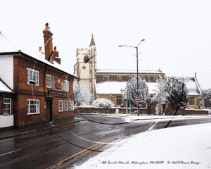 All Saints Church and The Ship Inn, Wokingham in Berkshire on 6th April 2008