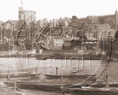 A view of Windsor, including the Castle, from the Thames in Berkshire c1900s