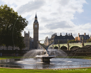 St Stephen's Tower (Big Ben) and Westminster Bridge from St Thomas' Hospital in London September 2009