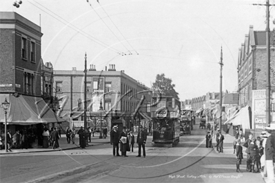 Tooting High Street at the junction of Blackshaw Road, Tooting in South West London c1910s