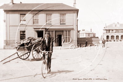 Picture of Cornwall - St Just, Market Square with cart and cyclist c1890s - N2681