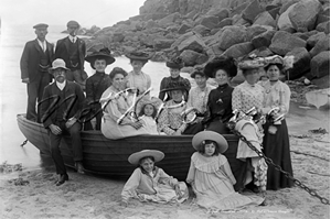 Picture of Cornwall - St Just,  Local people in group photo in rowing boat c1900s - N2679