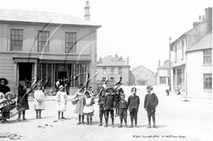 Picture of Cornwall - St Just, Group of people standing in Market Square c1900s - N3249