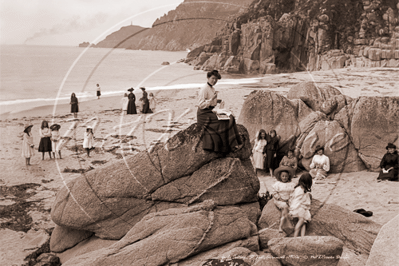 Picture of Cornwall - St Just, Girls outing on the beach c1900s - N2671