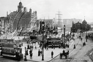 Tramways Centre and Harbour with Tall ships also showing the Co op Buildings, Bristol in Avon c1910s