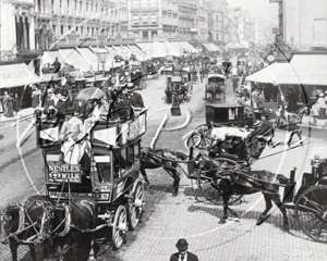 Oxford Street with Hansom Cabs and Buses in Central London c1890s