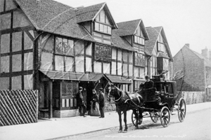 Henley Street with Shakespeare House, Stratford-Upon-Avon in Warwickshire c1870s