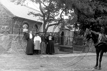 Picture of Cornwall - St Just, Local people outside Church c1900s - N3568