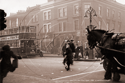 East India Dock Road and Chrisp Street in East London c1933