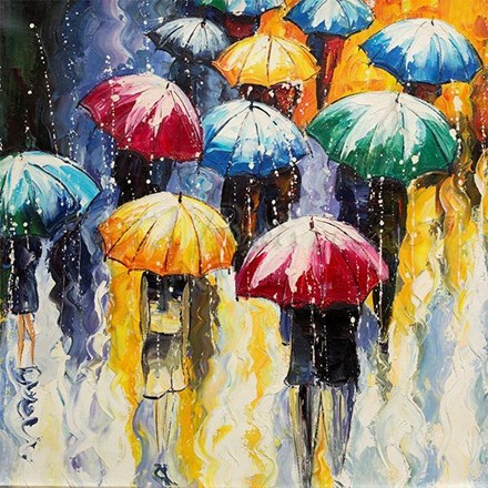 Picture of Cityscapes - Umbrella Crowd Scene - O014