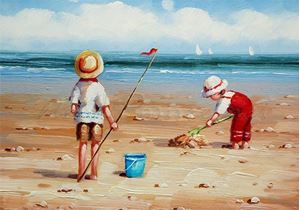 Picture of Seaside - Children at the Seaside - O085