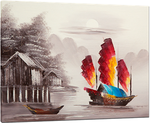 Picture of Landscapes - Chinese Junk Boat - O087