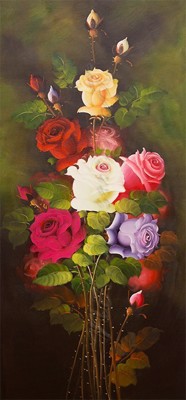 Picture of Flowers - Roses - Multi-coloured Tall Bunch - O021
