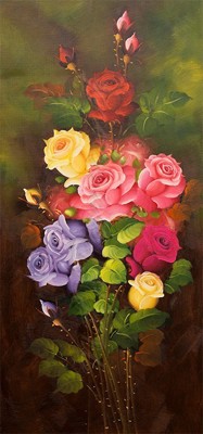 Picture of Flowers - Roses - Multi-coloured Tall Bunch - O020