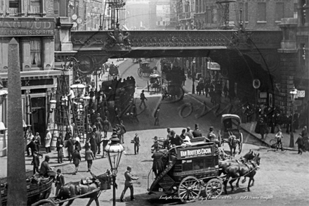 Ludgate Circus looking up Ludgate Hill in London c1890s