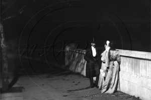 Night Shot of a Top Hat Gentleman, Victoria Embankment, Westminster in London c1890s