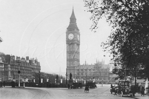 Show details for London - Houses of Parliament from Parliament Square c1920s - N4630 Picture of London - Houses of Parliament from Parliament Square c1920s - N4630