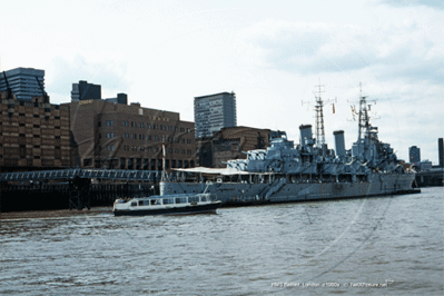 HMS Belfast on The Thames in London c1980s