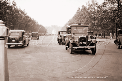 Austin 12-4 High Lot Black Cab,The Mall, Westminster in London c1930s