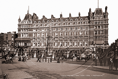 Charing Cross Hotel and Train Station in London c1890s