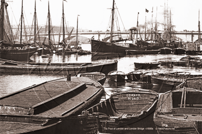 The Pool of London and London Bridge on The Thames in The City of London c1890s